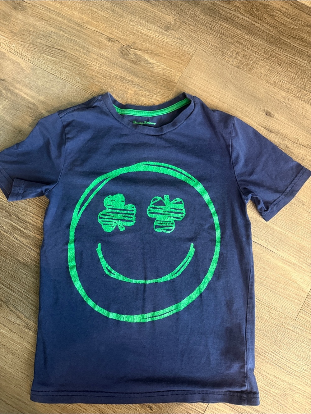 Tommy Bahama Navy Tee with Lime Green Graphic Trim